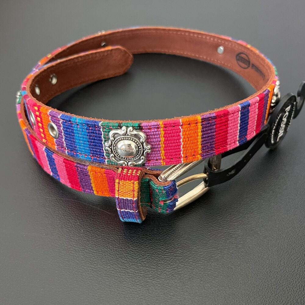 Vintage Fossil Tapestry Leather Belt Concho Southwest NEW Womens Small